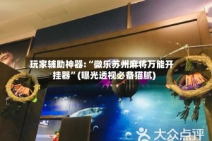 玩家辅助神器:“微乐苏州麻将万能开挂器”(曝光透视必备猫腻)