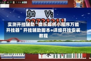 实测开挂辅助“微乐麻将小程序万能开挂器”开挂辅助脚本+详细开挂安装教程