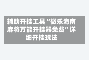 辅助开挂工具“微乐海南麻将万能开挂器免费”详细开挂玩法